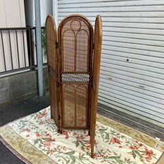 籐ラタン★パーテーション★3連パーテーション★衝立★昭和レトロの画像