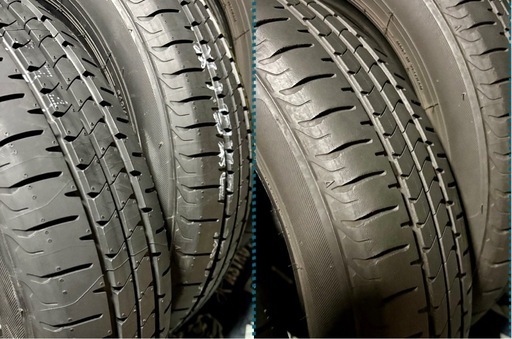 「商談中」「1」155/65R14 新品タイヤ2本と中古タイヤ2本の4本セット