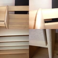 2-1-1未使用/新品　組立商品　アウトレット　 学習机 3点セット　デスク+上棚+サイドワゴン　 天然木 収納 棚付き 勉強机 学習デスク 小学生 子供 ナチュラルの画像