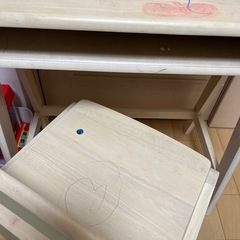 キッズデスクチェア 机 椅子 木製 未就学児 お絵描き 子供用学習机 椅子セットの画像