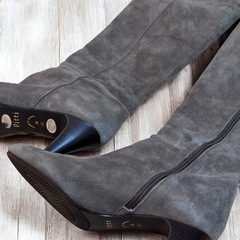 pitti ピッティ スエード調 ロングブーツ 24cm ブラウンの画像