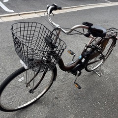 YAMAHA PAS natura 電動アシスト自転車 ブラウン 前カゴ付き の画像
