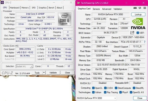 「11月20日まで」ゲーミングPC 自作 i5-10400F / RTX3050 / 32GB / SSD1TB / Wi-Fi対応