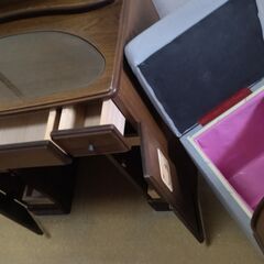 ドレッサー　鏡台　化粧台　椅子付き　ナラ板目の画像