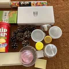 図工　工作　ハンドクラフト　松ぼっくり　箱　カップ　材料の画像