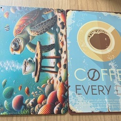 ブリキ看板　ハワイアン　cafe ４枚セット
の画像