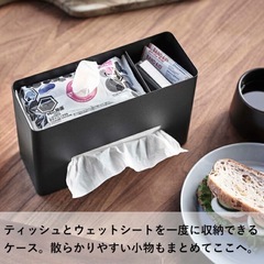 山崎実業 ティッシュ＆ウェットシートケース リンの画像