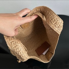 COACH 編み込みトートバッグ ベージュの画像