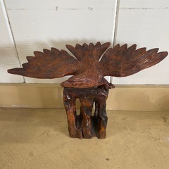 木彫り 鷲 虎  恵比寿大黒　金剛力士像　置物4点セット 開運 インテリアの画像