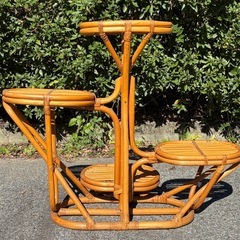 ラタン　プランタースタンド　飾り棚　レトロ　インテリアの画像