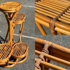 ラタン　プランタースタンド　飾り棚　レトロ　インテリアの画像