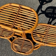 ラタン　プランタースタンド　飾り棚　レトロ　インテリアの画像