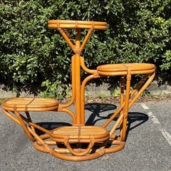 ラタン　プランタースタンド　飾り棚　レトロ　インテリアの画像