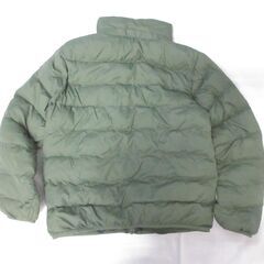 ( M-1002 )UNIQLO ユニクロ ライトウォームパデットパーカ キッズ 子供 １４０サイズ オリーブ ダウンジャケット 中古の画像