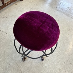 A2510-403 北欧アンティーク風 アイアンスツール ベロア バーガンディ キズ汚れ有りの画像