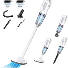掃除機 コードレス スティッククリーナー 38000Pa 強力吸引 コードレス 長時間稼働 スティック 電気掃除機 多機能 多種類ノズル HEPAフィルター 多層濾過 多機能 2WAY 軽量 Type-C充電式 一人暮らし カーペット ソファー カーテン 車用/家庭用 操作簡単 (スノーホワイト)の画像
