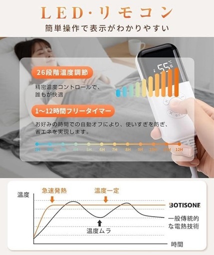 電気毛布 掛け敷き兼用 洗える 180×130cm ダブルサイズ 両面フランネル