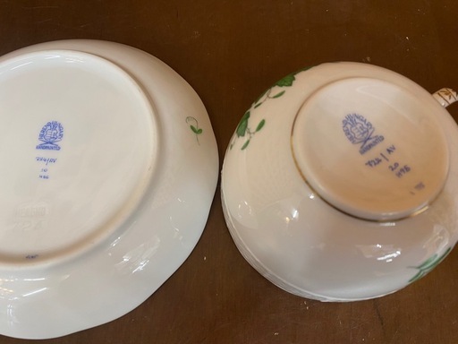 【愛品館 江戸川店】ヘレンド アポニーグリーン ペアカップ＆ソーサー 200ml  ID:102-028638-007