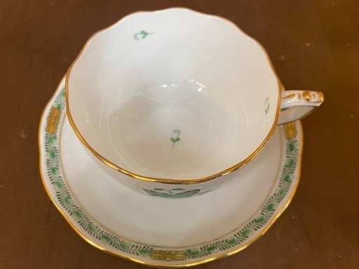 【愛品館 江戸川店】ヘレンド アポニーグリーン ペアカップ＆ソーサー 200ml  ID:102-028638-007