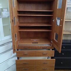★リユースのサカイ水戸店★  食器棚 木目 H190×D45.5×W80 クリーニング済み MT6012の画像