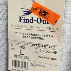 ☆ワークマン Find-Out マッピングメッシュラグラン半袖Tシャツ Lサイズ【未使用】の画像