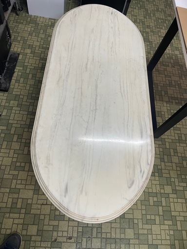 【引取限定】大理石調テーブル　ホワイトマーブル　樹脂製