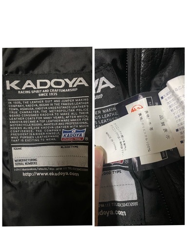 【Y00005】KADOYA（カドヤ）レザーシングルライダースジャケット　M