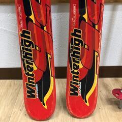 ss7994　カザマ スキー 3点セット 150cm レッド ケース付き KAZAMA WinterHigh 赤 スキー板 ビンディング ストック カービングスキー スキー板 金具付き スキーセット 中古の画像