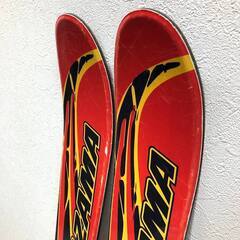 ss7994　カザマ スキー 3点セット 150cm レッド ケース付き KAZAMA WinterHigh 赤 スキー板 ビンディング ストック カービングスキー スキー板 金具付き スキーセット 中古の画像