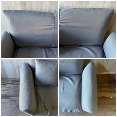 2人掛け リクライニングソファ グレー 北欧家具 ナチュラルテイスト シンプルの画像