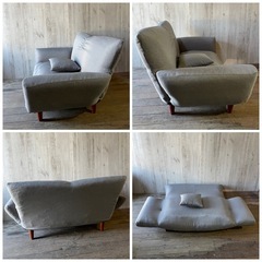 2人掛け リクライニングソファ グレー 北欧家具 ナチュラルテイスト シンプルの画像