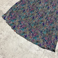 総柄プリーツスカート フレアスカート 花柄 マルチカラー ウエストゴム 派手目の画像