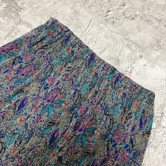 総柄プリーツスカート フレアスカート 花柄 マルチカラー ウエストゴム 派手目の画像