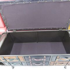 北海道 千歳市/恵庭市 近郊配送 ヴィンテージ調 収納付きベンチ 収納家具 店頭でのお受渡し大歓迎の画像