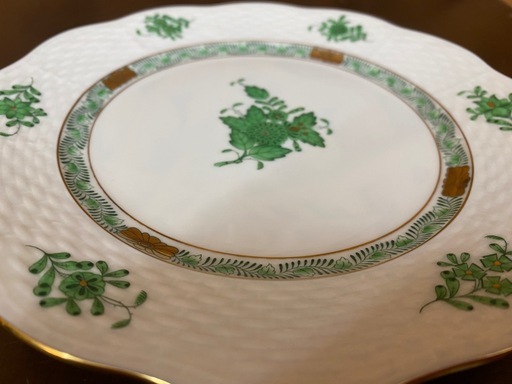 【愛品館 江戸川店】ヘレンド アポニーグリーン ペアデザート皿 ID:102-028639-007