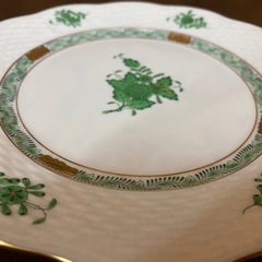 【愛品館 江戸川店】ヘレンド アポニーグリーン ペアデザート皿 ID:102-028639-007の画像