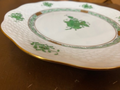 【愛品館 江戸川店】ヘレンド アポニーグリーン ペアデザート皿 ID:102-028639-007