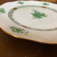 【愛品館 江戸川店】ヘレンド アポニーグリーン ペアデザート皿 ID:102-028639-007の画像