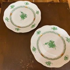 【愛品館 江戸川店】ヘレンド アポニーグリーン ペアデザート皿 ID:102-028639-007の画像