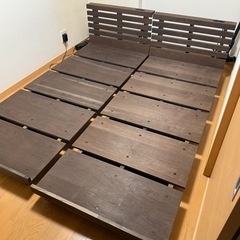 【2台】ローベッド ステイシー セミシングル フレームのみ　ダークブラウンの画像