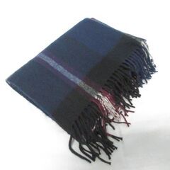 ( M-1003 )AVALON アバロン ストール マフラー チェック柄 ブルー ネイビー パープル 青 紺色 紫 中古の画像