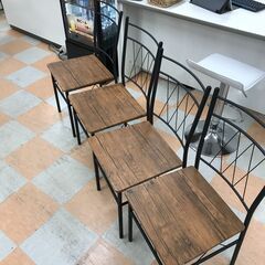 【ジャングルジャングル石川金沢店】  ダイニングセット4人用 木目調/ブラック W110×D70×H75 クリーニング済み												の画像