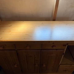 木製　キッチンカウンター　　キャスター付き　カントリーの画像