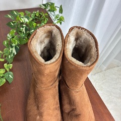 美品❗️スエード ムートン風ショートブーツ ブラウン レディース LLの画像