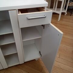 ★リユースのサカイつくば店★TK7062  レンジ台 ホワイト H92×D36×W88 クリーニング済みの画像