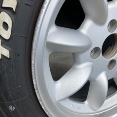 美品！オフ系カスタムに　165 60 R15 77Q タイヤ　ホイール　4本セット　WR110-SIL ワタナベ風　バリ山　オープンカントリー　オプカン　軽自動車　コンパクトカー等の画像