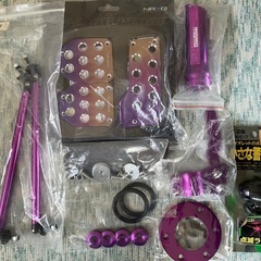 RX-7 FD3S アルミプーリー5点　ベルト2点　カスタマイズパーツセット　パープル 紫　の画像
