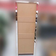 スリム ワードローブ ミラー付き 幅60cm 高さ182cm ホワイト系 ハンガーラック クローゼット 衣類収納 収納家具 苫小牧西店の画像