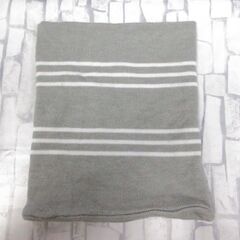 ( M-1007 )king penguin リバーシブルネックウォーマー 男女兼用 ニット なめらか グレー 中古の画像