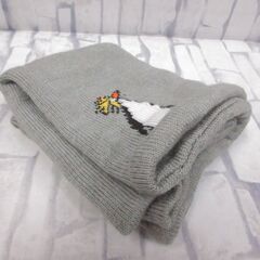 ( M-1007 )king penguin リバーシブルネックウォーマー 男女兼用 ニット なめらか グレー 中古の画像